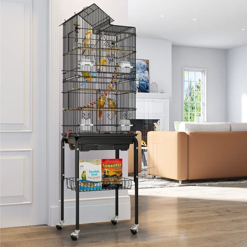17 inch Metal Bird Cage, Large Parakeet Cages