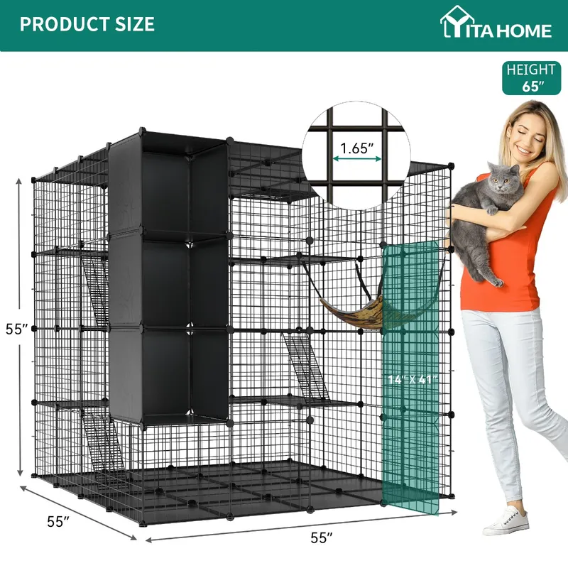 55*55*55 Inch Large Cat Cage with Storage Cube DIY Indoor for Pet