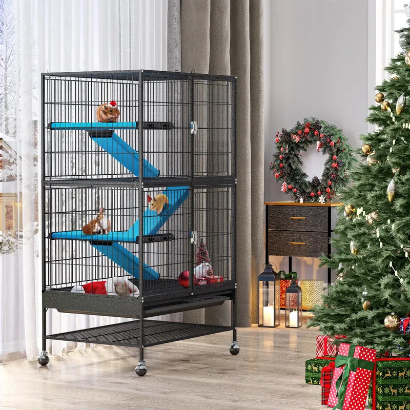 Metal 4-Tiers Small Animal Cages Indoor Critter Nation Cage Double-Story